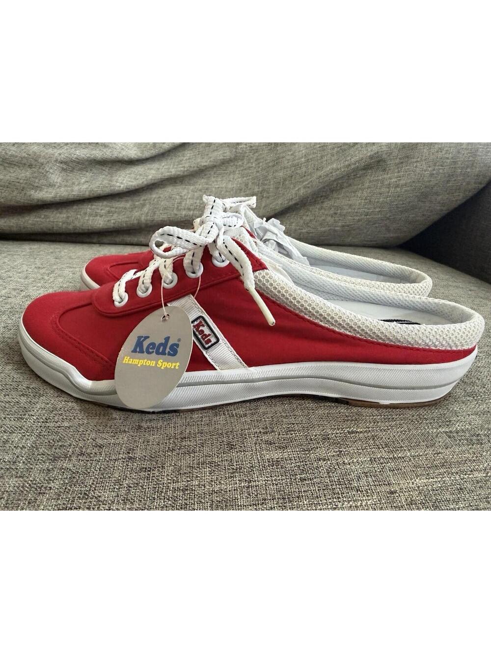 Keds Hampton Sport Mule Sneaker Womens 8 Red Canvas Slip On New
